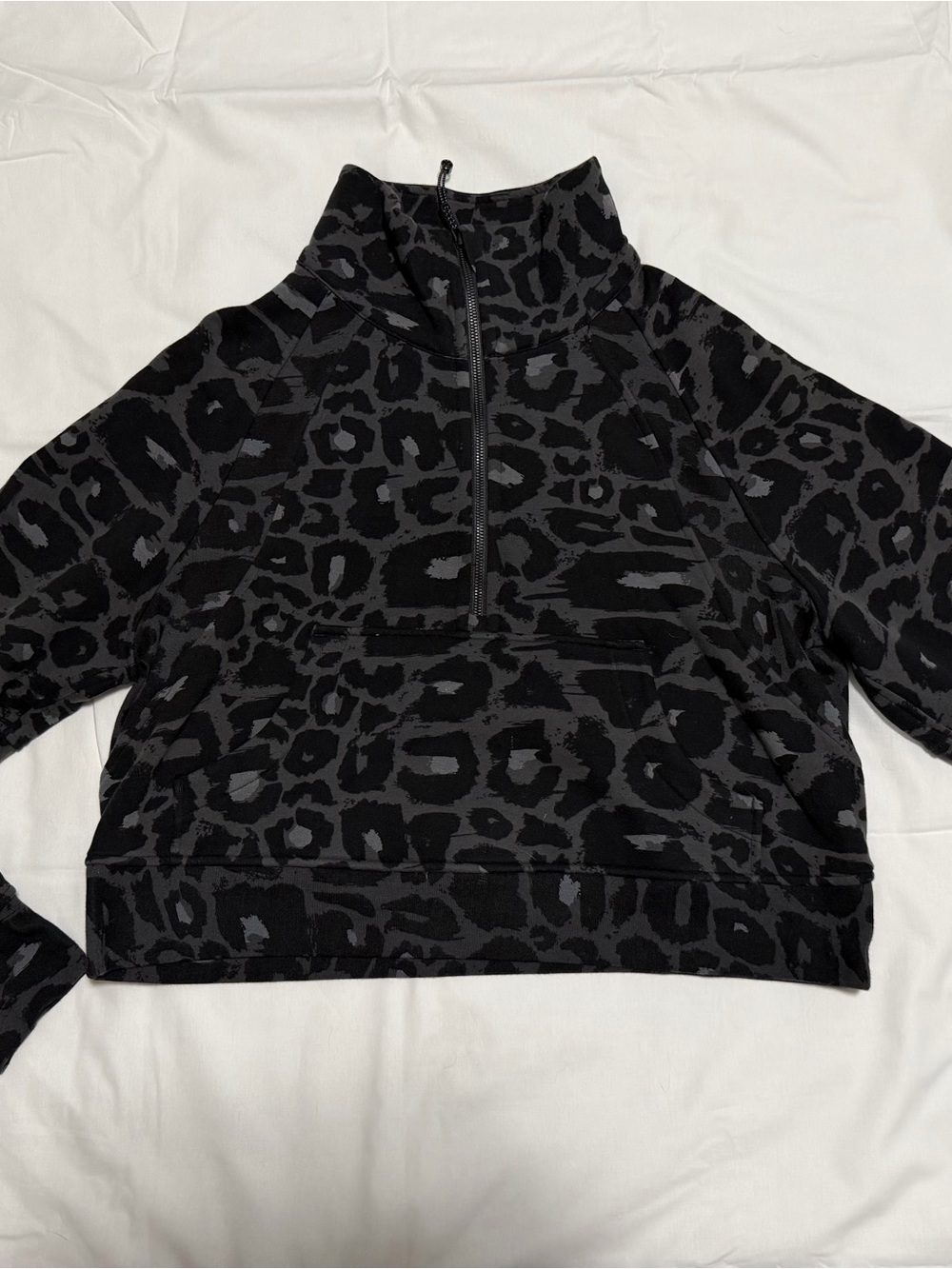 lululemon athletica Black and Charcoal Leopard Half-Zip Pullover NWOT